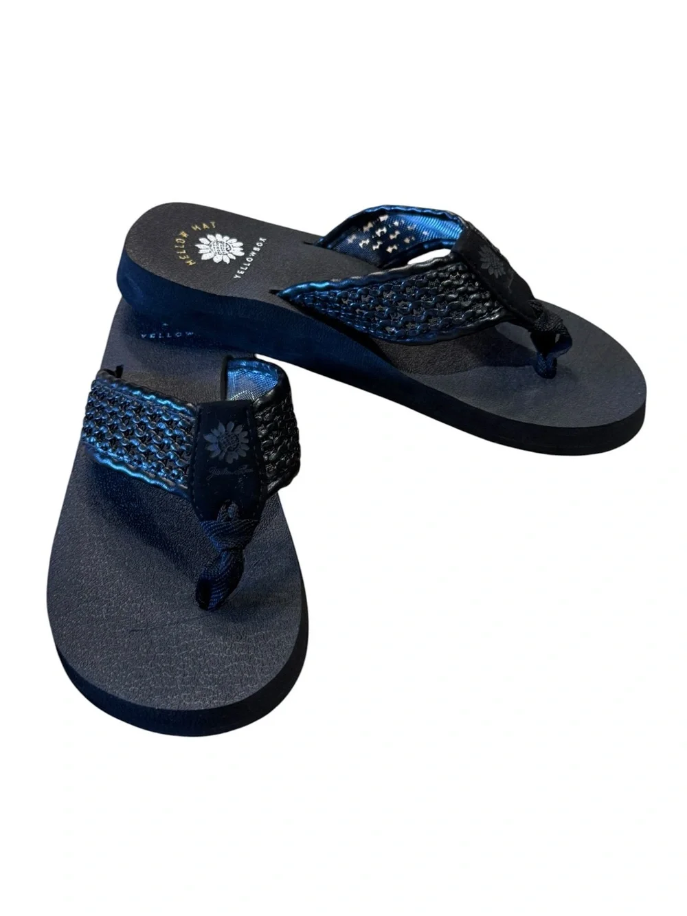Yellowbox Black Woven Flip Flop Sandals Womens size 6.5 - Picture 2 of 7